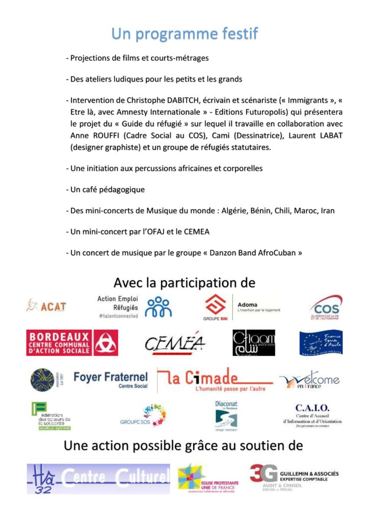 Programme Journée Mondiale des Réfugiés - Bordeaux - 2017-Verso